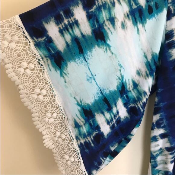 Veronica M tie dye lace beach swimsuit coverup tunic top stretch XS boho - Picture 5 of 7